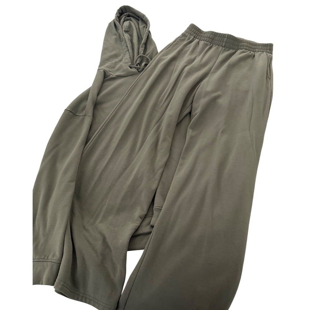 Olive Green Hoodie and Wide Leg Sweatpants‎ Lounge Set 2 Piece